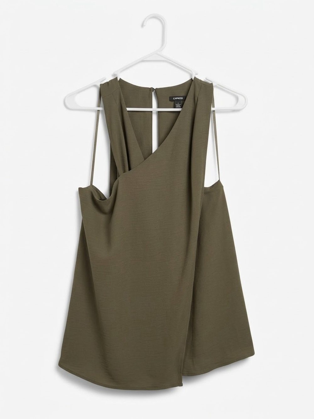 Express Olive Green Draped Sleeveless Camisole